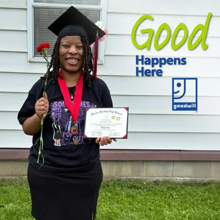 Javekia with her diploma